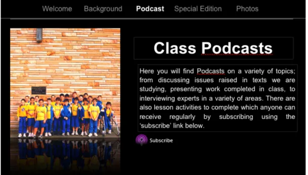 Figure 2: Introduction screen to student podcasts 