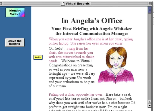 Figure 6. First briefing with manager screen from Business Communications course. 