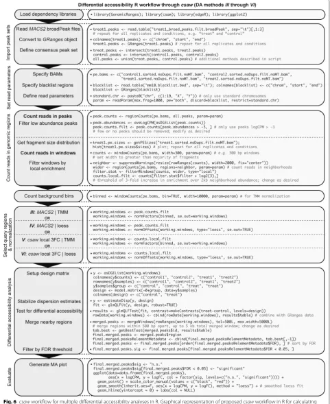 Fig. 6 csaw workflow for multiple differential accessibility analyses in R. Graphical representation of proposed csaw workflow in R for calculating differential accessibility