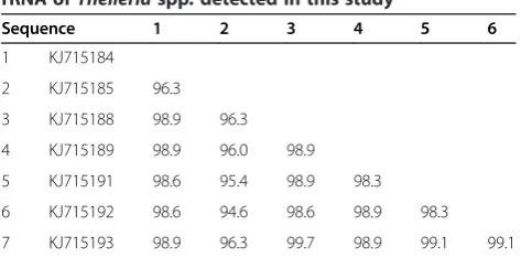 Table 2 Comparison of the differences in the positive rate of Theileria spp. in the sheep and hedgehog in Luoshan andShihe