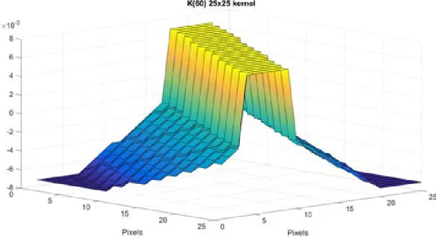 Figure 3.15: Orientation kernel for 60 degrees and a size of 25x25 pixels, viewpoint 2 