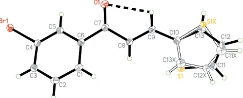 Figure 1The molecular structure of (I), showing 50% probability displacement