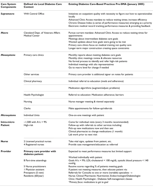 Table 1: Defining the local context prior to introducing shared medical appointments (SMAs)