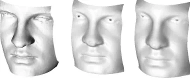 Figure 4: 3D Reconstructions for one subject from a 3dMD scanner (left) whichis used as ground truth, PS using visible light sources (middle), and PS usingNIR sources (right).