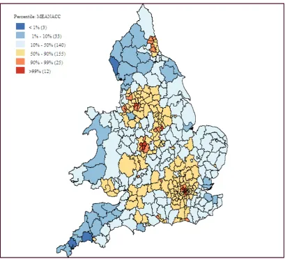 Figure 3.1: Standardised mean accessibility (standard deviation)