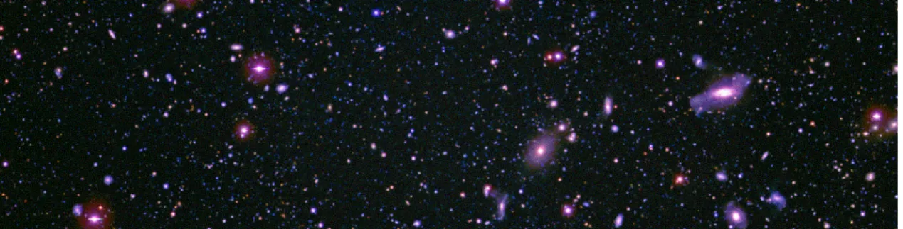 Figure 4. The realm of galaxies from a deep survey of galaxies across a wide angular  field with the NOAO Mayall 4m telescope