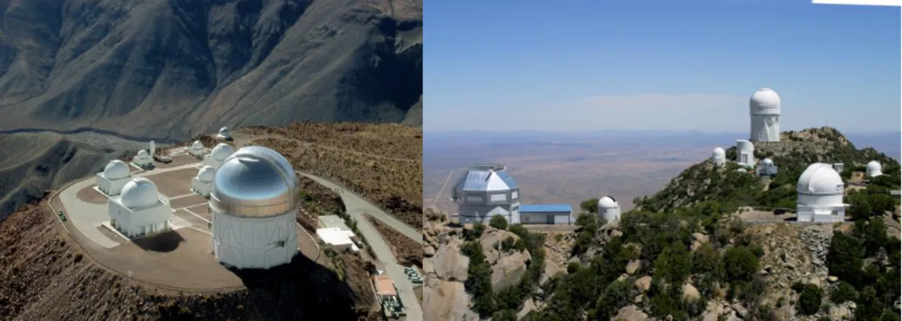 Figure 10. (a) On the left is the CTIO site that is managed by NOAO in Chile. The  large dome in foreground holds the Blanco 4m optical telescope