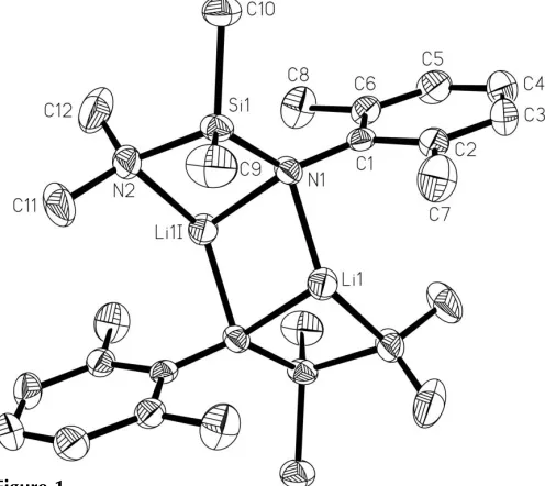 Figure 1C1—N1—Li196.0 (2)Si1—N1—Li1126.3 (2)N1—Li1—N1N1—Li1—N2iThe molecular structure of (III), showing the atom-numbering scheme.