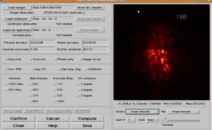 Figure 11. Screen-shot of the Speckle analyzing software tool.
