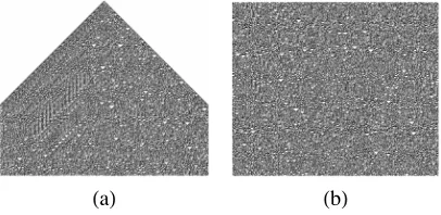 Figure 2. (a) Typical behavior of rule 30, where a single cell in state one leadsto a chaotic state