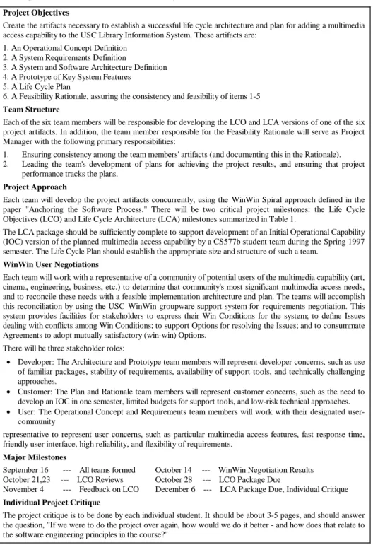Figure 3. Multimedia Archive Project Guidelines