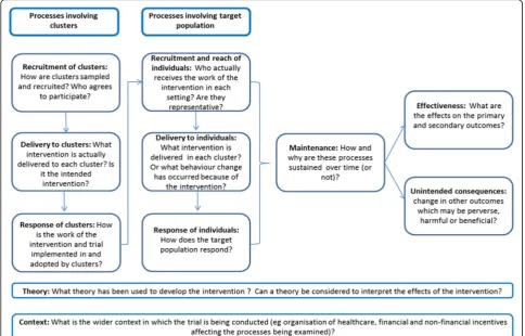 Fig. 1 DQIP process evaluation framework. (This paper is reporting column one, the intervention delivered to professionals)