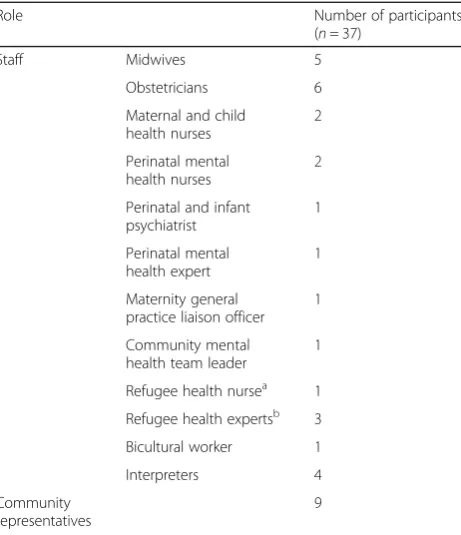Table 2 Ethnic backgrounds of community representatives,interpreters and bicultural worker