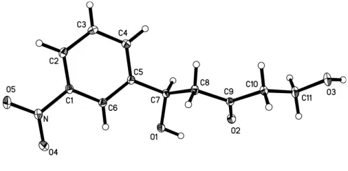 Table 1˚ Figure 1 �The molecular structure of (I) with 30% probability displacement