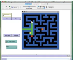 Fig. 2 Breadth-ﬁrst search.Current pacman is colouredyellow. Two other pacmen atsame depth are coloured white(these are slightly overlaid,waiting to explore their paths)and a pacman at the nextdepth is coloured red.