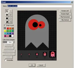 Fig. 4 Screenshot of TurtleShape Editor showing a newghost shape created by thestudents with the attribute redeye indicating that this ghostis inedible.