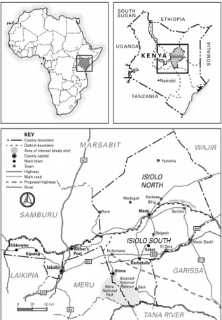 Figure 1. Map of the study in Isiolo, Northern Kenya. 