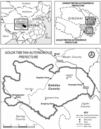 Figure 3. Map of the study area in Golok and Hinan, Tibet. 