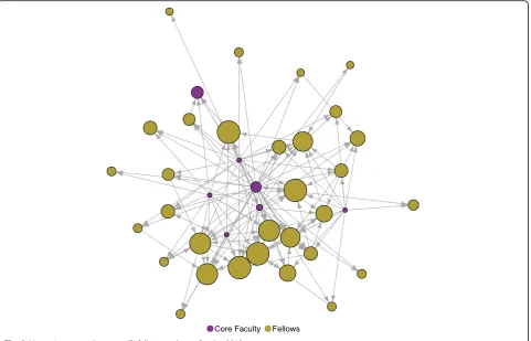 Fig. 2 Mentoring network among IRI fellows and core faculty, 2012