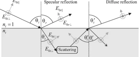 Fig. 2. Reflection of a ray of light by a medium. Definitions of angles andelectric fields are shown.