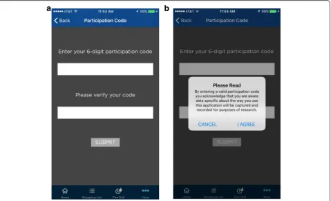 Fig. 2 Participant Code (a) Participant Code Screen and (b) Participant Code Agreement Screen
