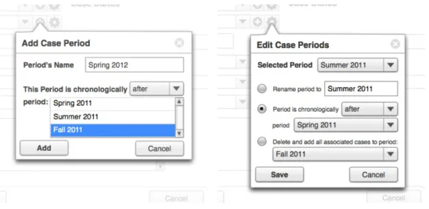 Figure 11: Add Case Period and Edit Case Period administrative options. 