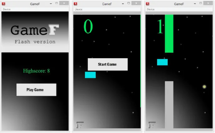 Figure 8. Screen capture of the  game view - before start. 