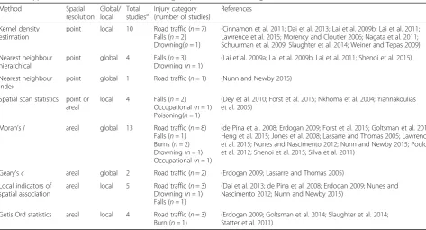 Table 3 Applied cluster detection methods according to spatial resolution and global/local estimation (n = 27 studies)
