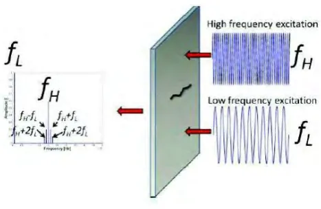 Figure 2.3: The principle of vibro-acoustic modulation (VAM). 