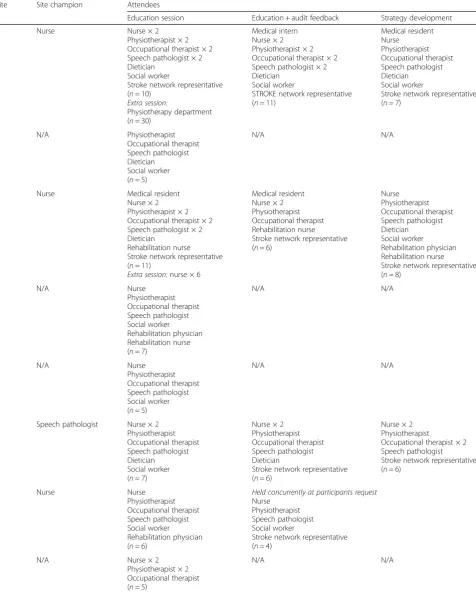 Table 3 Details of participants in the implementation interventions