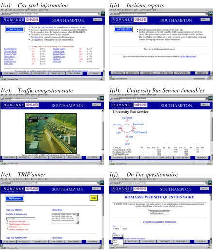 Fig. 1. Screen images from elements of service 