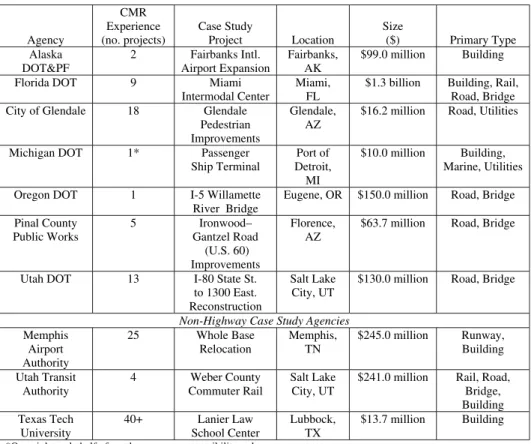 Table 3 shows the salient details on each agency interviewed.