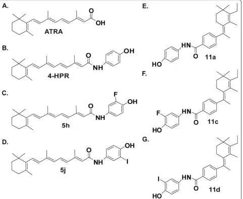 Figure 1 Chemical structures of ATRA, 4-HPR, and 4-HPR derivatives and peptidomimetics: A
