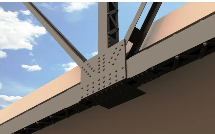 Figure 21: Gusset Plate Elevation Rendering – Original Rivets 