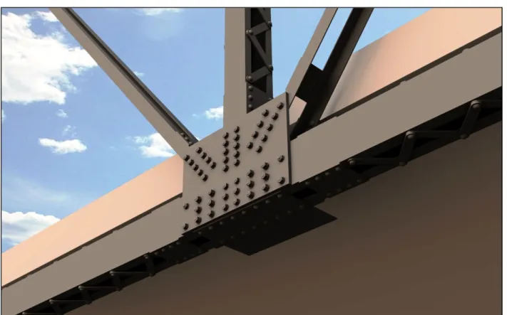 Figure 22: Gusset Plate Elevation Rendering – Button Head Bolts with Hex Nuts 
