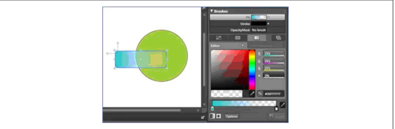 Figure 7. XAML brushes applied to shapes in Blend