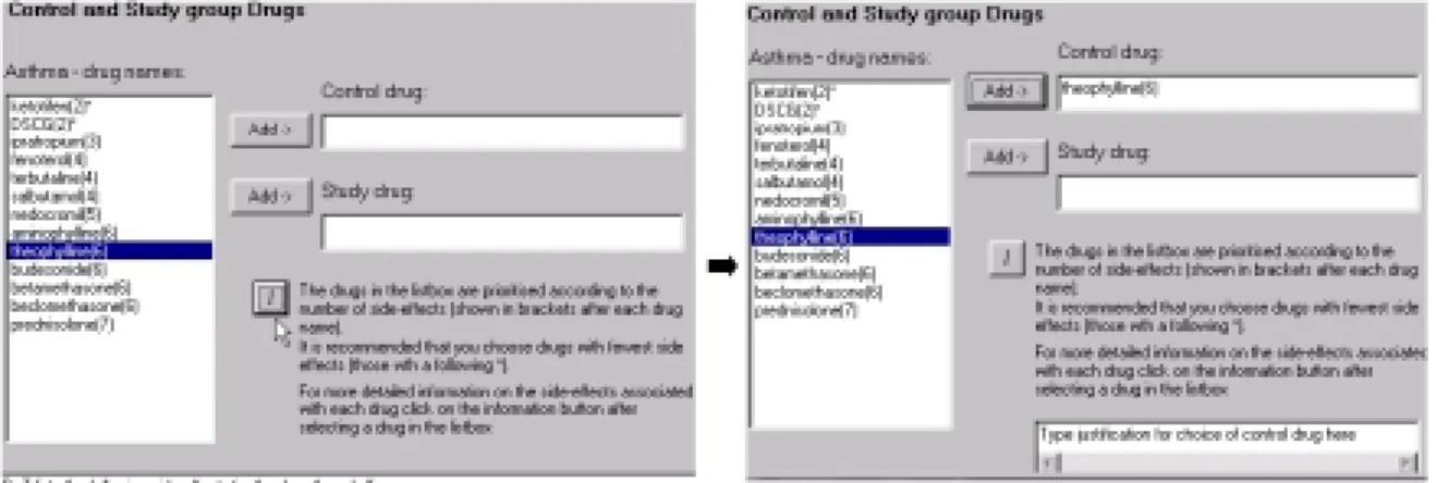 Figure 9: Users selection of a drug not of highest rank results in a request from DaT for a justification