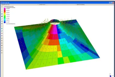 Figure  Two:  Free Standing Square based single  Conic with bail ring open.  Particle Trace from CFD  software showing wind turbulence over a conic  profile with open bail ring.