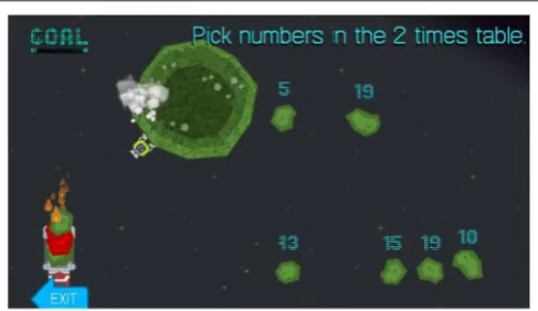 FIGURE 1 | Screenshot from RAIDING game, 2-times-table mini-game.