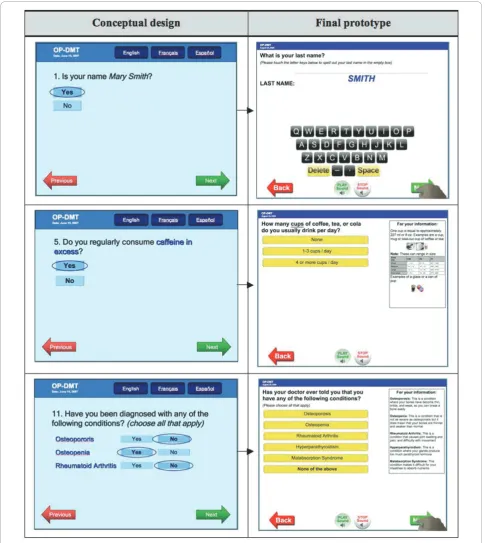 Figure 2 Screen shots depicting the evolution of selected RAQ questions.