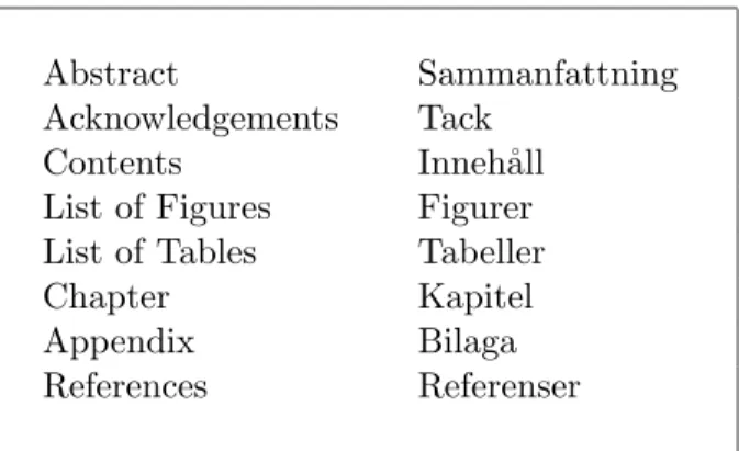 Table 4.1: Language mapping