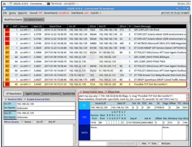 Figure 11.Figure 11.  Sguil Console Output: DDoS Attack.Sguil Console Output: DDoS Attack.