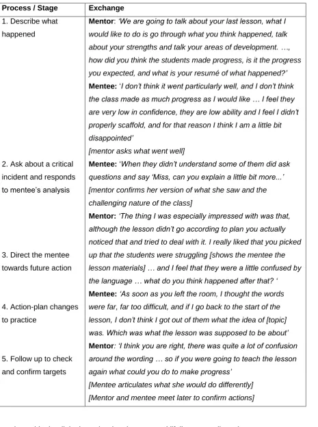 Table 1: Exchange 1 - between mentor and mentee (excerpts) 