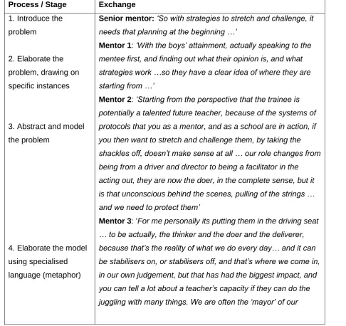 Table 2: Exchange 2 - between senior mentor and mentors (excerpts) 