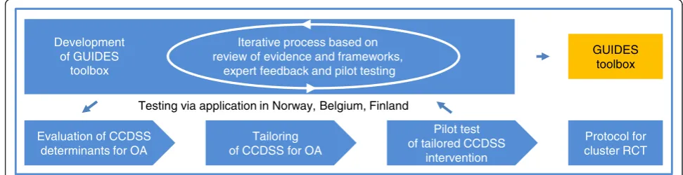 Fig. 1 Schematic overview of the GUIDES project. Legend: CCDSS Computerised Clinical Decision Support System, OA osteoarthritis