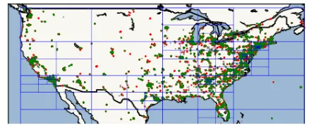 Fig. 7. Geo-located US Tweets partitioned with our Quadtree algorithm