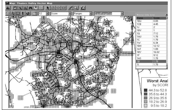 Figure 24 shows a different form of cluster analysis whereby the user can define related accidents as  lying within a defined distance of each other