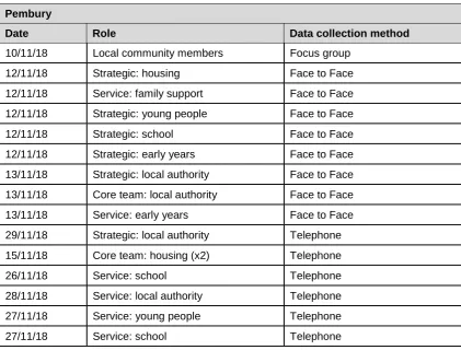Table A2.1: Interviews and observations 