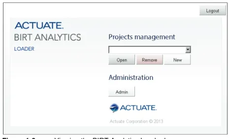 Figure 1-3 Viewing the BIRT Analytics Loader home page