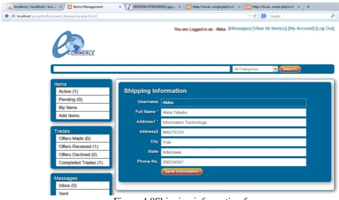 Figure 4.8Shipping information form 